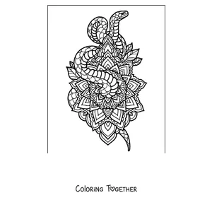 Coloring page of a snake with a mandala