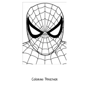 Coloring page of Spider-Man's face with his mask and big eyes