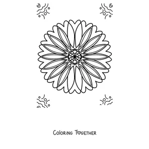 Coloring page of a spring mandala shaped like a daisy with many petals