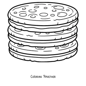 Coloring page of a stack of arepas