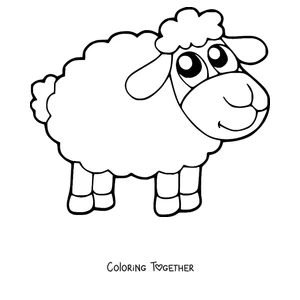 Coloring page of standing cartoon sheep