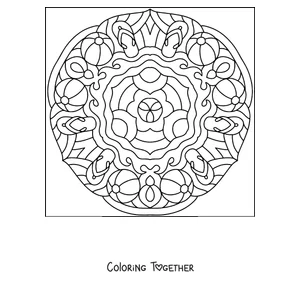 Coloring page of a summer mandala with beach balls and flip-flops