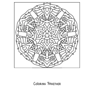 Coloring page of a summer mandala made of ice cream cones and popsicles
