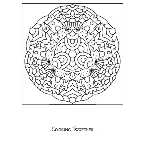 Coloring page of a summer mandala with sandcastles, shells and starfish