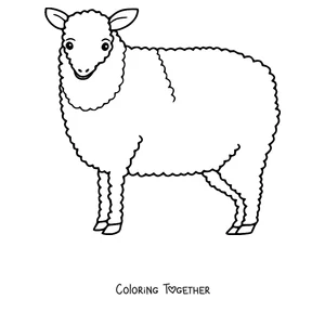Coloring page of woolly sheep in profile